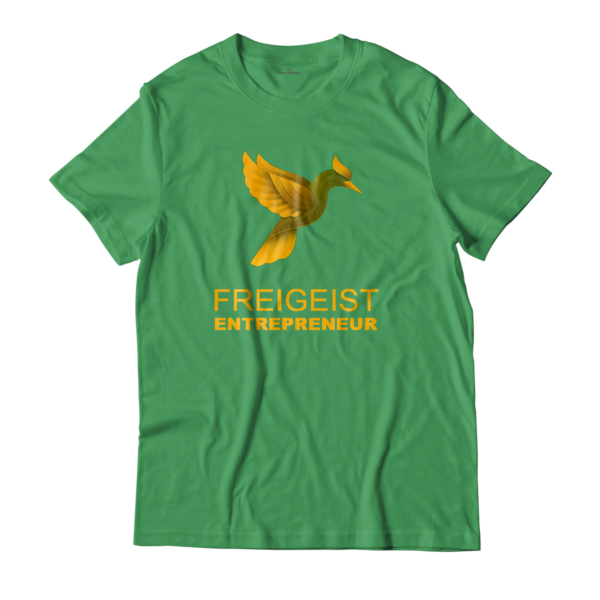 free_spirit_entrepreneur_t_shirt_ top view_green_fr